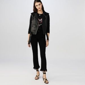 Maje Black Panako Frayed Hem Ankle Jeans